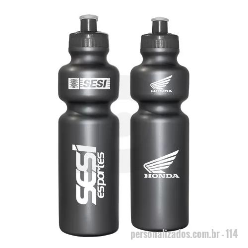 Squeeze personalizado - Squeeze de PE resistente e flexível, tampa rosqueável em PP e bico em PVC cristal. Acabamento e vedação impecável. Capacidade de 750ml.
