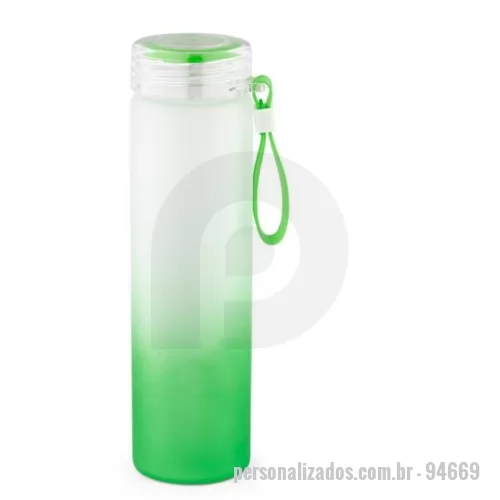 Squeeze personalizado - Squeeze Personalizado - 94669 - Squeeze em vidro borossilicato e tampa em AS, com alça em silicone para fácil transporte. Capacidade até 470 mL - 179177 - Squeeze