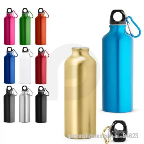 Squeeze personalizado - Squeeze Personalizado - 94623 - Squeeze em alumínio com mosquetão para fácil transporte. Capacidade até 530 mL - 179181 - Squeeze