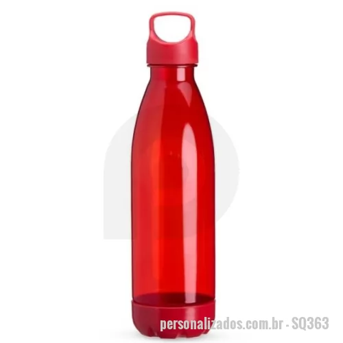 Squeeze personalizado - Garrafa feita em PVC com capacidade máxima de 680ml e tampa rosqueável em plástico ABS com alça fixa. Conta com fundo removível que protege a garrafa contra sujeiras. 