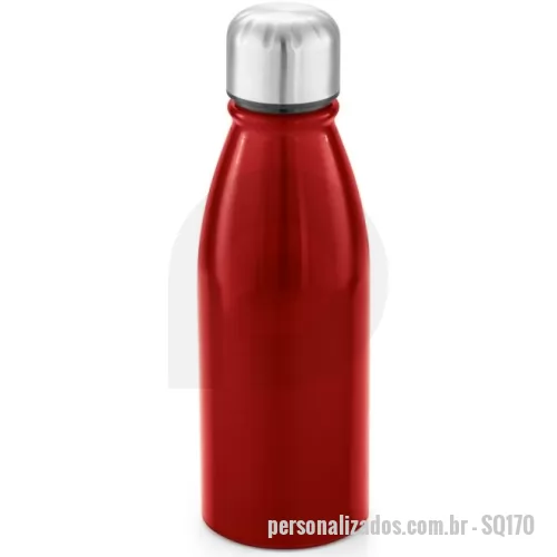 Squeeze personalizado - Squeeze em alumínio com tampa em aço inox. Capacidade até 500 mL. Certificação EU Food Grade. ø67 x 205 mm