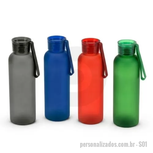 Squeeze personalizado - Squeeze Pet 100% reciclado com tampa em PS aprova de vazamento e alça em silicone