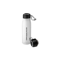 Squeeze Garrafa Térmica Roupe Parede Dupla com 550 Ml de capacidade corpo em inox, acabamento fosco e tampa rosqueável com isolamento a vácuo em silicone, com alça para transporte é ideal para manter bebidas quentes ou frias por mais tempo. 