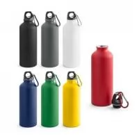 Squeeze em alumínio com acabamento mate e mosquetão para facilitar o transporte. Capacidade até 550 ml.