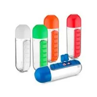 Squeeze com Porta Comprimidos Personalizado, , Peso 115 gramas, Capacidade 600 ml, Cores Azul, branco, verde, vermelho e preto, Material AS