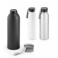 Squeeze em alumínio com tampa em PP e tira em silicone para facilitar o transporte. Capacidade até 660 mL. Ø65 x 228 mm