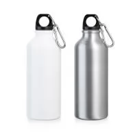 Squeeze para sublimação em alumínio, com mosquetão para fácil transporte. Capacidade até 500 mL. 