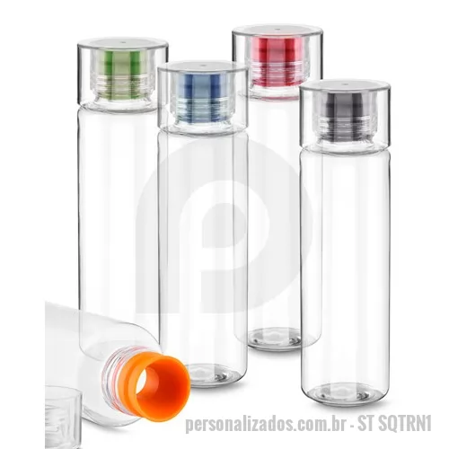 Squeeze plástico personalizado - Squeeze transparente com capacidade de 500 ml personalizada. Elegante, com detalhes em silicone, resistente e com ótimo acabamento esse brinde possui bom espaço para promover e divulgar a sua marca