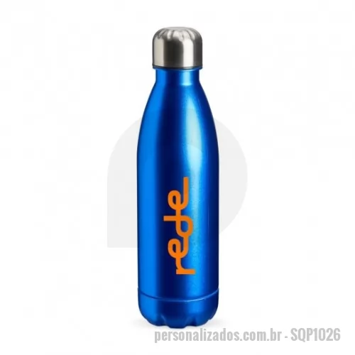 Squeeze plástico personalizado - Garrafa plástica com tampa de alumínio, Capacidade de 680ml, Livre de BPA. Dimensões: Altura: 25,5cm. Largura: 7,2cm. Circunferência: 22,7cm. Peso aproximado: 88(g).