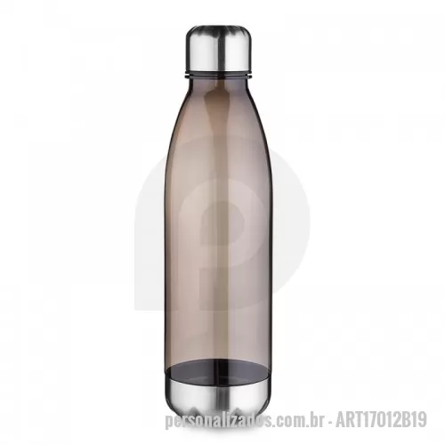 Squeeze plástico personalizado - Squeeze plástico Personalizado - ART17012B19 - Squeeze plástico 700ml formato garrafa. Corpo transparente colorido, possui tampa e base em alumínio. - 157837 - Squeeze plástico