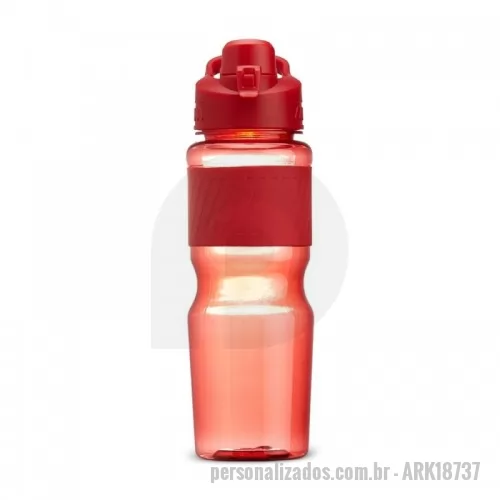 Squeeze plástico personalizado - Squeeze plástico Personalizado - ARK18737 - Squeeze plástico 730ml com luva emborrachada, alça para transporte e tampa de proteção com trava para o bocal. - 161060 - Squeeze plástico