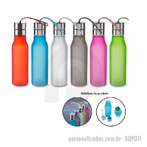 Squeeze plástico personalizado - Garrafa Squeeze Plástico com Filtro e Tampa de Metal