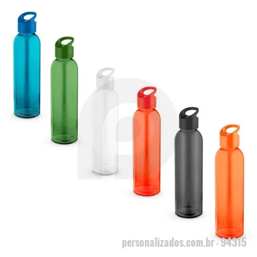 Squeeze plástico personalizado - Garrafa em vidro com tampa em PP 500 mL