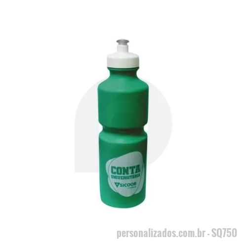 Squeeze plástico personalizado - Squeeze personalizado em formato de 750 ml e pescoço para facilitar a pegada é um brinde personalizado muito procurado por ciclistas.