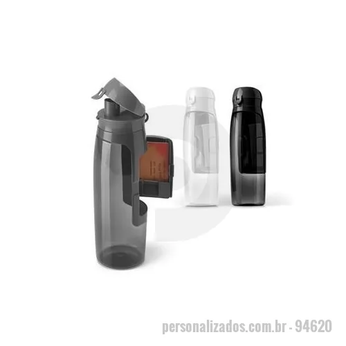 Squeeze plástico personalizado - Squeeze. Tritan™. Com compartimento para cartões, chaves e dinheiro. Capacidade: 800 ml.