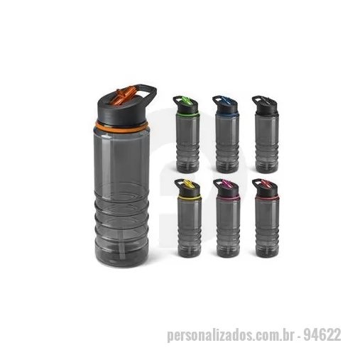Squeeze plástico personalizado - Squeeze em AS com tampa em PP com boquilha de canudo flexível no interior e de abertura fácil. Capacidade até 650 mL.