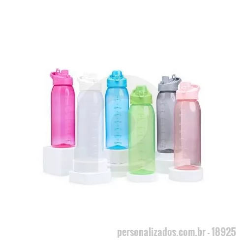 Squeeze plástico personalizado - Hidratação na medida certa. Nosso squeeze de 850 ml é perfeito para quem mantém uma rotina fitness ou deseja monitorar a hidratação com precisão. Produzido em plástico livre de BPA, garante mais segurança para sua hidratação diária. Conta com marcaçã