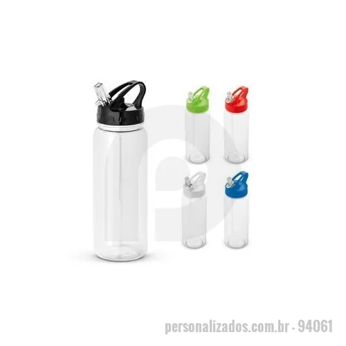 Squeeze plástico personalizado - Squeeze. AS. Com tampa em PP. Canudo incluso. Capacidade: 610 ml.