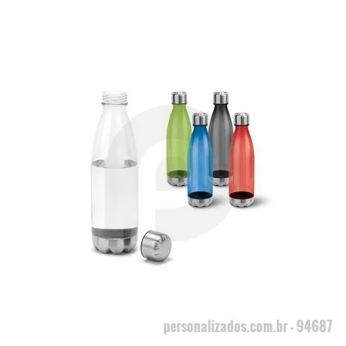 Squeeze plástico personalizado - Garrafa plástica personalizada com tampa de metal é um brinde personalizado premium.