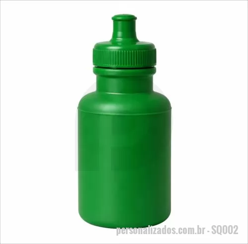 Squeeze plástico personalizado - Squeeze plástico com capacidade de 300 ml, produzido em polietileno, com peso de 34 gramas, altura de 12,3 cm sem tampa e 14,5 cm com tampa, diâmetro da boca de 4,0 cm e base de 7,1 cm, apresentando estrutura leve, compacta e resistente para uso cont