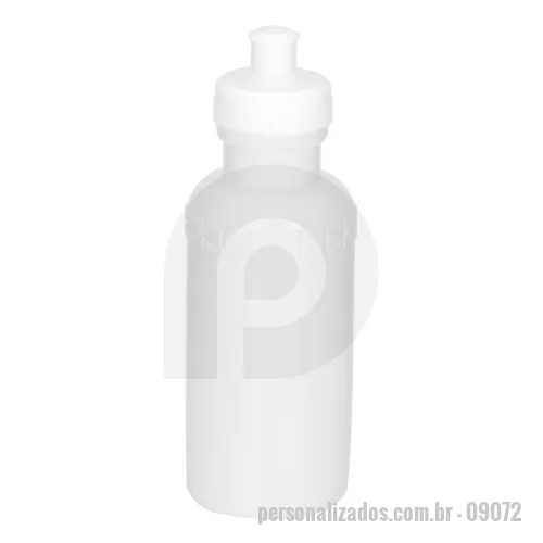 Squeeze plástico personalizado - Squeeze 500ml de plástico resistente, possui detalhe  em relevo na parte superior e tampa de bico(plástico) rosqueável.