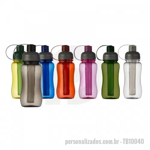Squeeze plástico personalizado - Squeeze de plástico resistente de 400 ml com tubo interno para congelamento.