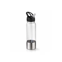 Squeeze feito em plástico AS livre de BPA, fundo com revestimento externo em aço inox 201, capacidade máxima de 750 ml e marcação de volume de até 750ml. Possui tampa rosqueável em polipropileno PP com bico retrátil em poliestireno PS , canudo removí