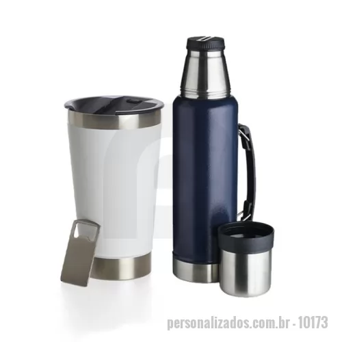 Squeeze térmico personalizado - Kit ótimo para Presentear no Dia do médico, ideal para deixar as bebidas frescas Para os profissionais. O kit contém: 01 Copo térmico 500ml 01 Garaffa térmica 1,4ml   *Consulte inclusão de tabela da Copa do Mundo