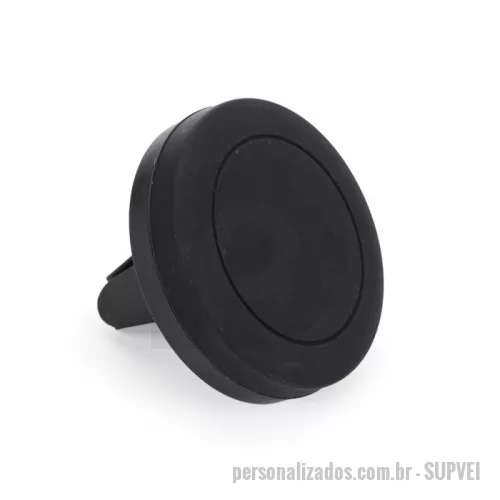 Suporte de celular para veículos personalizado - Suporte veicular magnético com quatro imãs de alta imantação e garra de encaixe. Acompanha duas fichas metálicas.