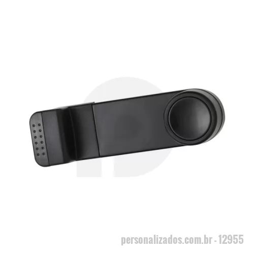 Suporte de celular para veículos personalizado - Suporte veicular com haste regulável e garra de encaixe. Suas extremidades emborrachadas evitam o deslizamento do celular.