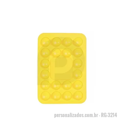 Suporte para celular personalizado - Ventosa para fixar celulares em superfícies lisas, em PVC flexível, com 20 ventosas. OBS: PEDIDOS SOMENTE MÚLTIPLOS DE 20 PEÇAS.