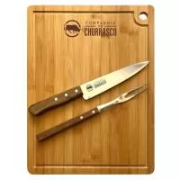 Neste Dia dos Pais, que tal um presente para toda a vida? Tábua churrasco bambu 30X40cm com faca e garfo Simonaggio. Gravação indelével da logo a laser na tábua e na faca.  Acompanha caixa para presente. Despachamos com frete pago para regiões Sul e Sudeste.