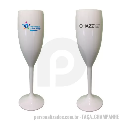 Taça de champanhe personalizada - Taça de Champanhe Plástico resistente. Diversas cores disponíveis. Impressão até 4 cores.