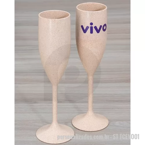 Taça de champanhe personalizada - Taça Ecológica Personalizada, Capacidade 160 ml, Material Fibra de Arroz