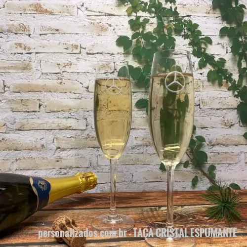 Taça de champanhe personalizada - Taca de Cristal para Espumante, 220 ml.