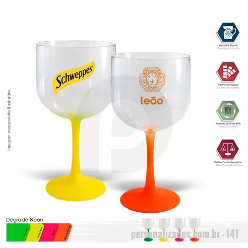 Taça de Gin personalizada - Taça GIN 600ml PS Degradê Fosca BICOLOR