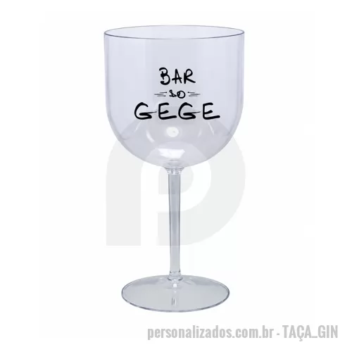 Taça de Gin personalizada - Taça de gin em plástico rígido transparente, com design elegante e haste longa, ideal para servir gin tônica, drinks e coquetéis em festas, bares e eventos.