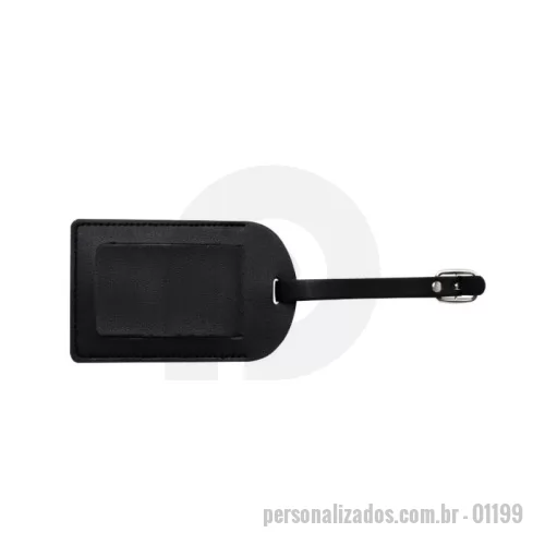 Tag de mala personalizado - Tag identificador de bagagem em couro sintético. Parte frontal com abertura para visor plástico e verso liso, possui fivela regulagem.  Largura :  7 cm  Comprimento :  11 cm