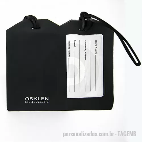 Tag personalizado - Chaveiro Emborrachado, Gravação em Alto relevo com a logo do cliente. Desenvolvimento de formato específico. Acabamento em cordão de nylon e argola (ou em corrente metálica e argola).