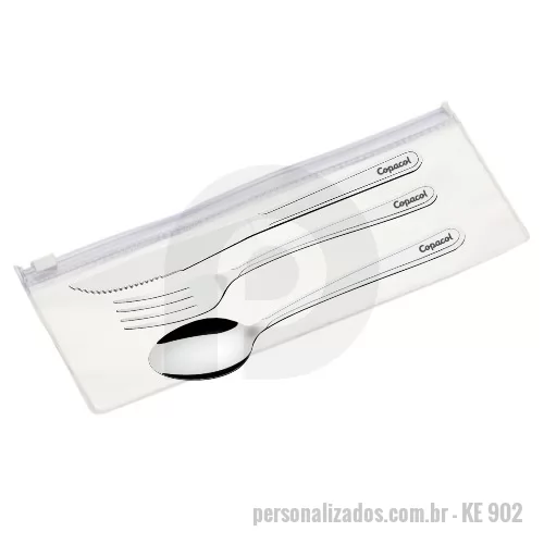 Talher personalizado - Conjunto de talheres para churrasco Tramontina em estojo de plástico com fecho tipo zip zap. Gravação da logo a laser nos cabos. Um presente tradicional, útil e durável. Um presente acessível e de alto valor agregado. Faça uma consulta e surpreenda-se com a Royal Laser. Despachamos com frete pago para Sul, Sudeste e Centro Oeste.