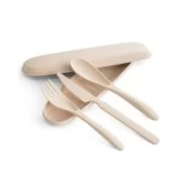 Talheres Personalizados, Brinde útil com área nobre de personalização os talheres personalizados são resistentes. Produto amigo do meio ambiente o conjunto é composto por estojo, colher, garfo e faca todos fabricados em material de fibra de bambu