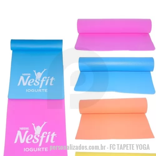 tapete de yoga personalizado - Colchonete E.V.A 1x53 5mm de espessura personalizado em silk com uma cor de impressão ( área de impressão 40x60) 50% liso de um lado texturizado do outro 50% liso dos dois lados acabamento em velcro e alça de ombro.