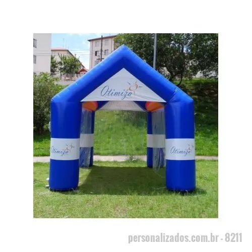 Tenda inflável personalizada - Tenda Inflável impressa com HP Látex com proteção UV. Os infláveis acompanham acessórios como: sacola para identificação com manual; extensão elétrica de 5 metros; kit para pequenos reparos, iluminação em alguns modelos e o motor já incluso.
