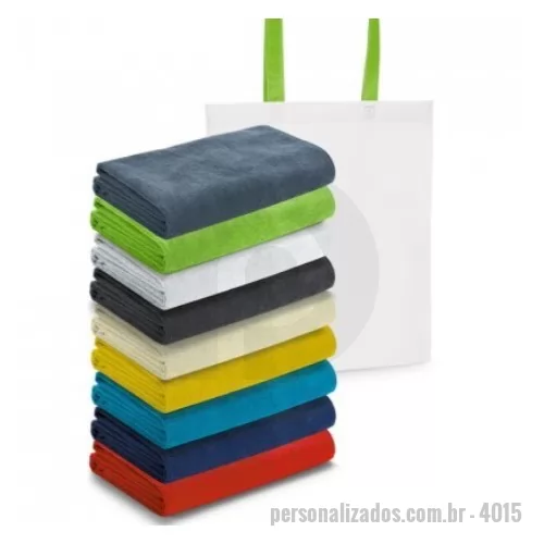Toalha de banho personalizada - Toalha de praia em microfibra (250 g/m²). Fornecida com sacola em non-woven (80 g/m²). 1500 x 750 mm | Sacola: 330 x 415 x 100 mm