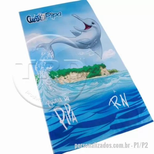 Toalha de praia personalizada - Toalha de praia personalizada com impressão digital em toda a sua área.