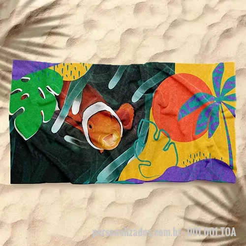 Toalha de praia personalizada - Toalha em Poliéster e Algodão 0,70x1,4mts, sublimada em um dos Lados