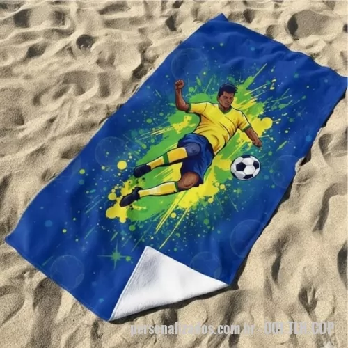Toalha de praia personalizada - Toalha de praia personalizada 280g/m² - 0,70x140 cm - 30 % poliéster e 70 % algodão. Sublimada em um dos lados.