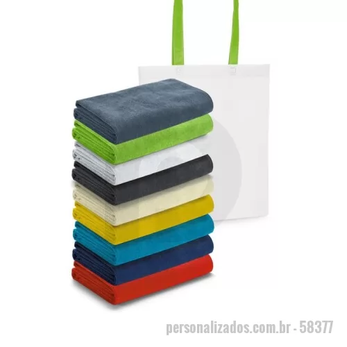 Toalha de praia personalizada - Toalha de praia em microfibra (250 g/m²). Fornecida com sacola em non-woven (80 g/m²). 1500 x 750 mm | Sacola: 330 x 415 x 100 mm