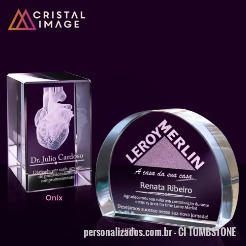 Tombstone personalizado - Tombstone diversos formatos com gravação laser no interior da peça