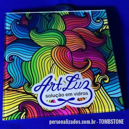 Tombstone personalizado - Peça em vidro extraclear com impressão colorida